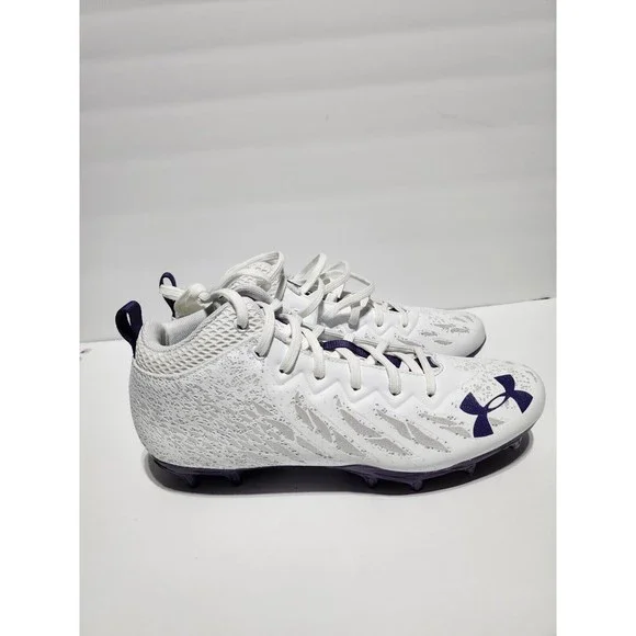 Under Armour Spotlight Football Cleats 4D Foam White Purple 3023963-103 Men 8.5 - Picture 6 of 10